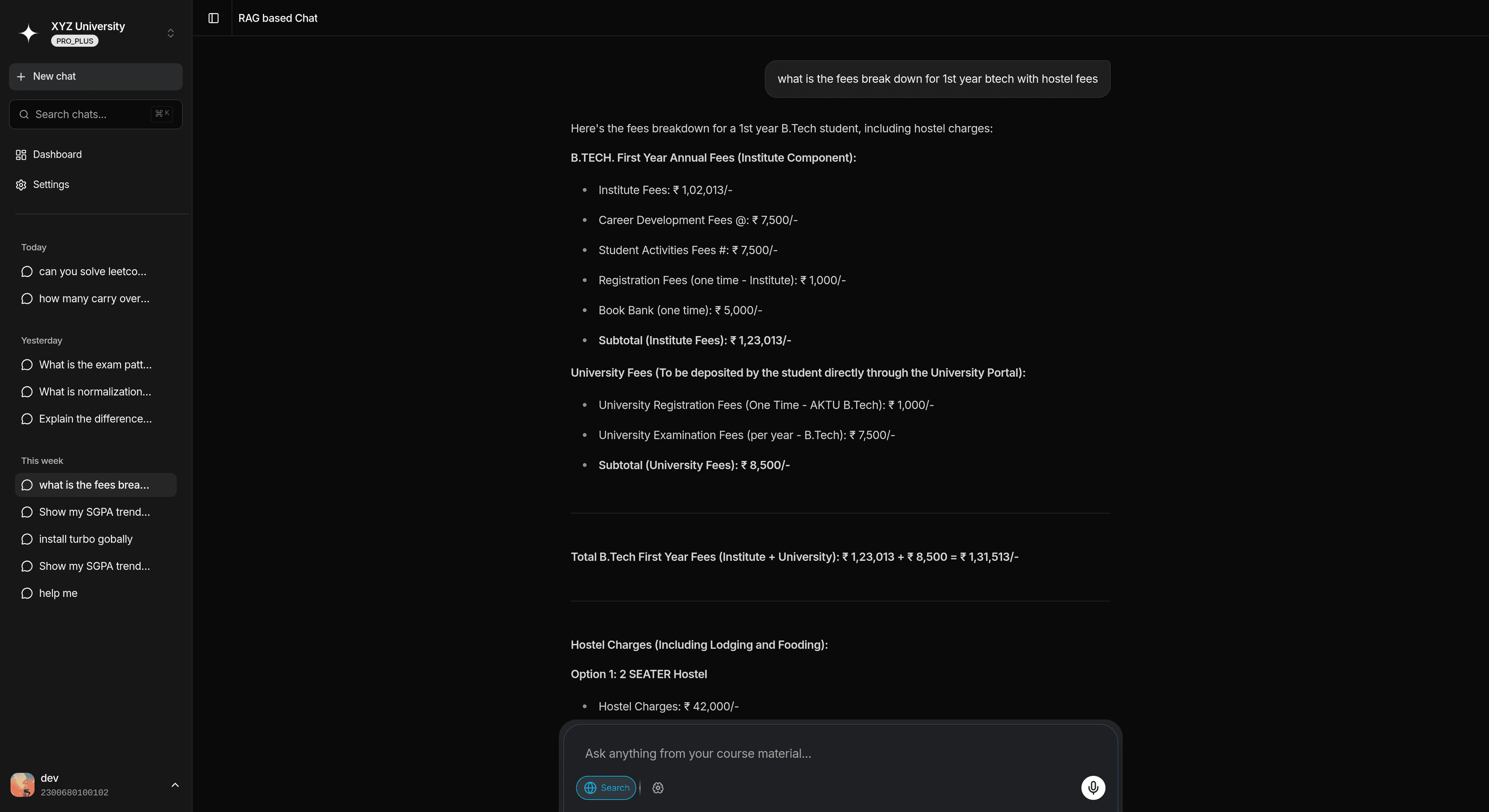 Singularity product interface showing chat workspace and navigation sidebar